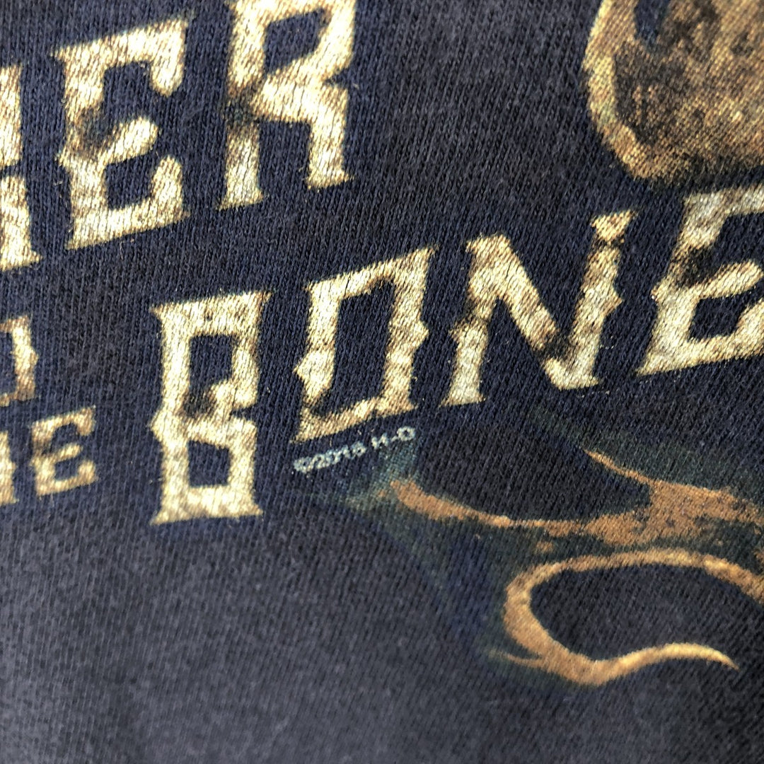 Harley-Davidson Biker Build Skull Pattern Fire Pattern Motorcycle T-Shirt, Men's Size M (approx.) unclear black type Vintage Second Hand
