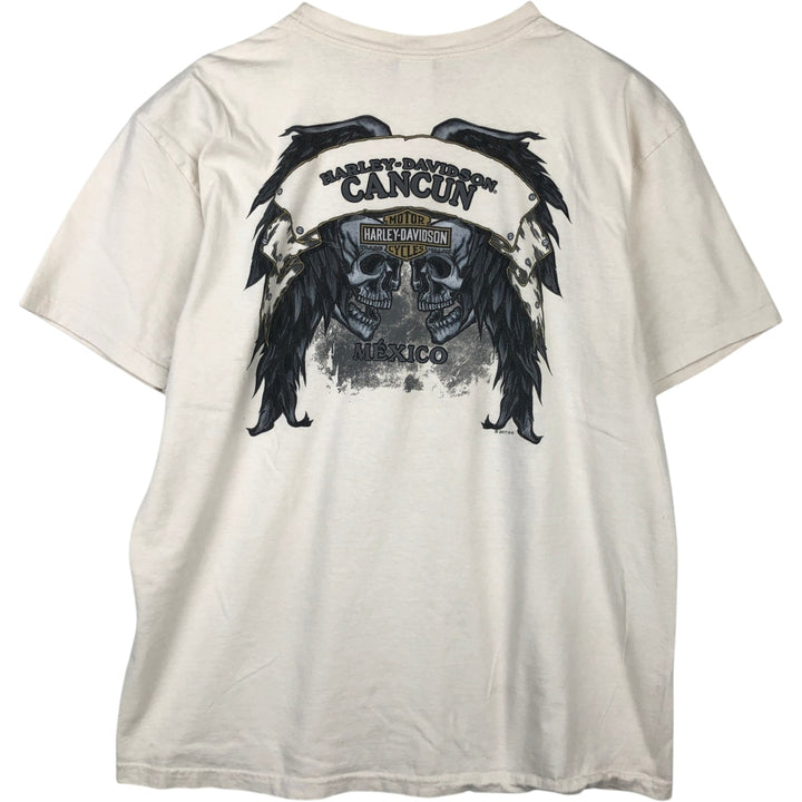 Harley-Davidson Skull Pattern Motorcycle Bike T-shirt Made in USA Men's XL cotton ivory Vintage Second Hand