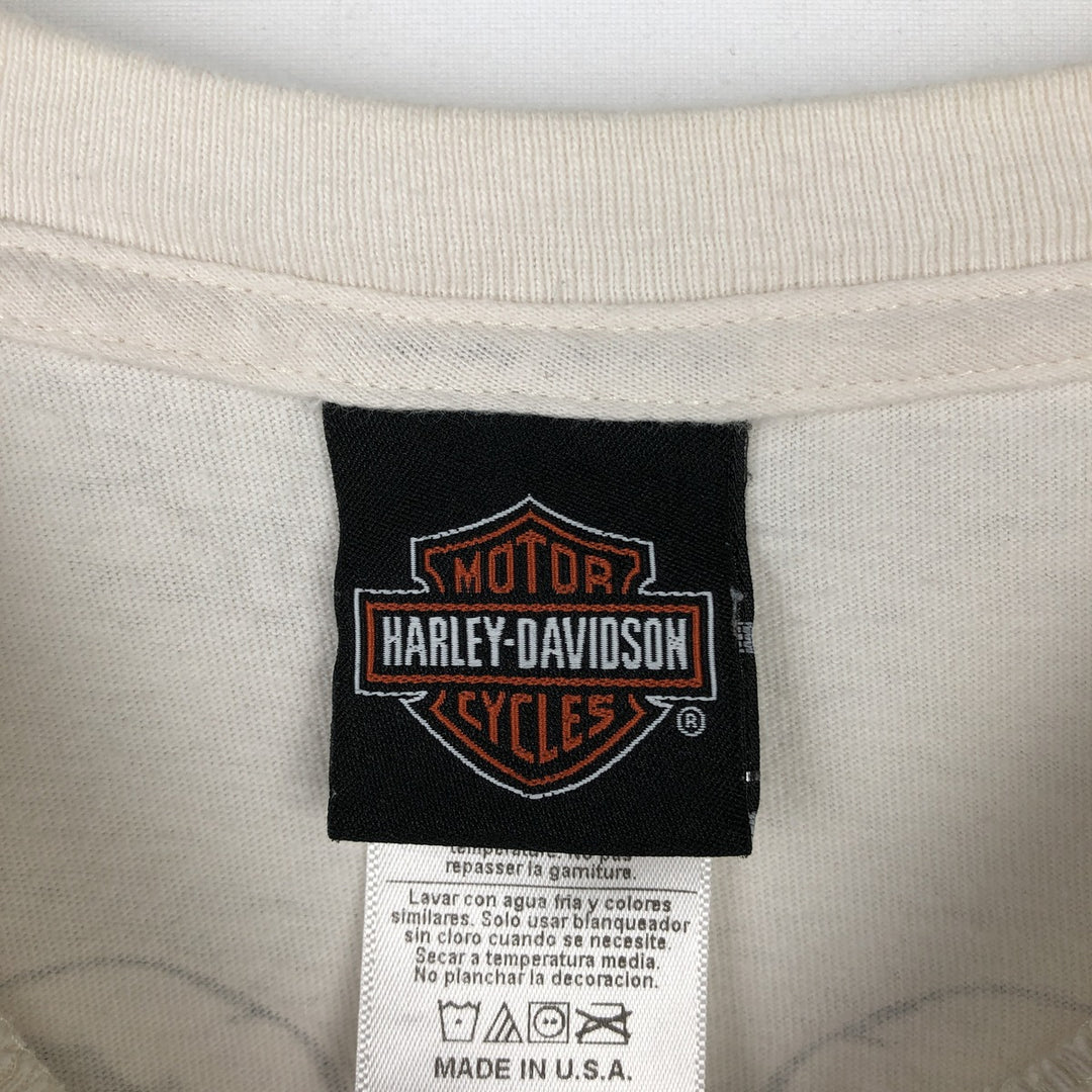 Harley-Davidson Skull Pattern Motorcycle Bike T-shirt Made in USA Men's XL cotton ivory Vintage Second Hand
