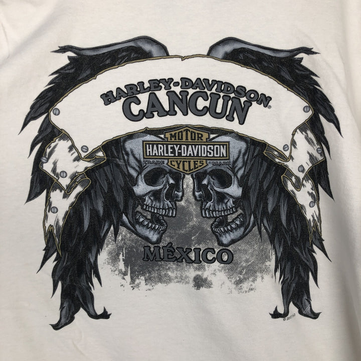 Harley-Davidson Skull Pattern Motorcycle Bike T-shirt Made in USA Men's XL cotton ivory Vintage Second Hand