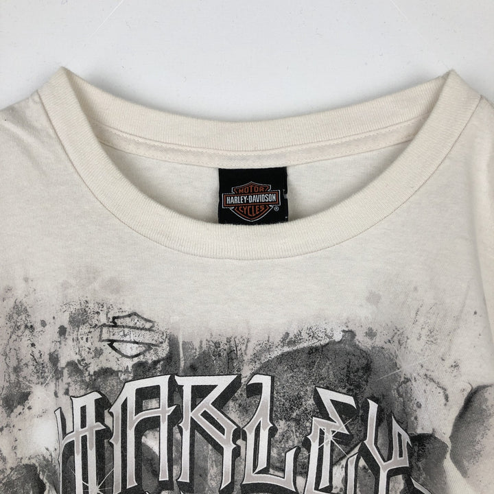 Harley-Davidson Skull Pattern Motorcycle Bike T-shirt Made in USA Men's XL cotton ivory Vintage Second Hand