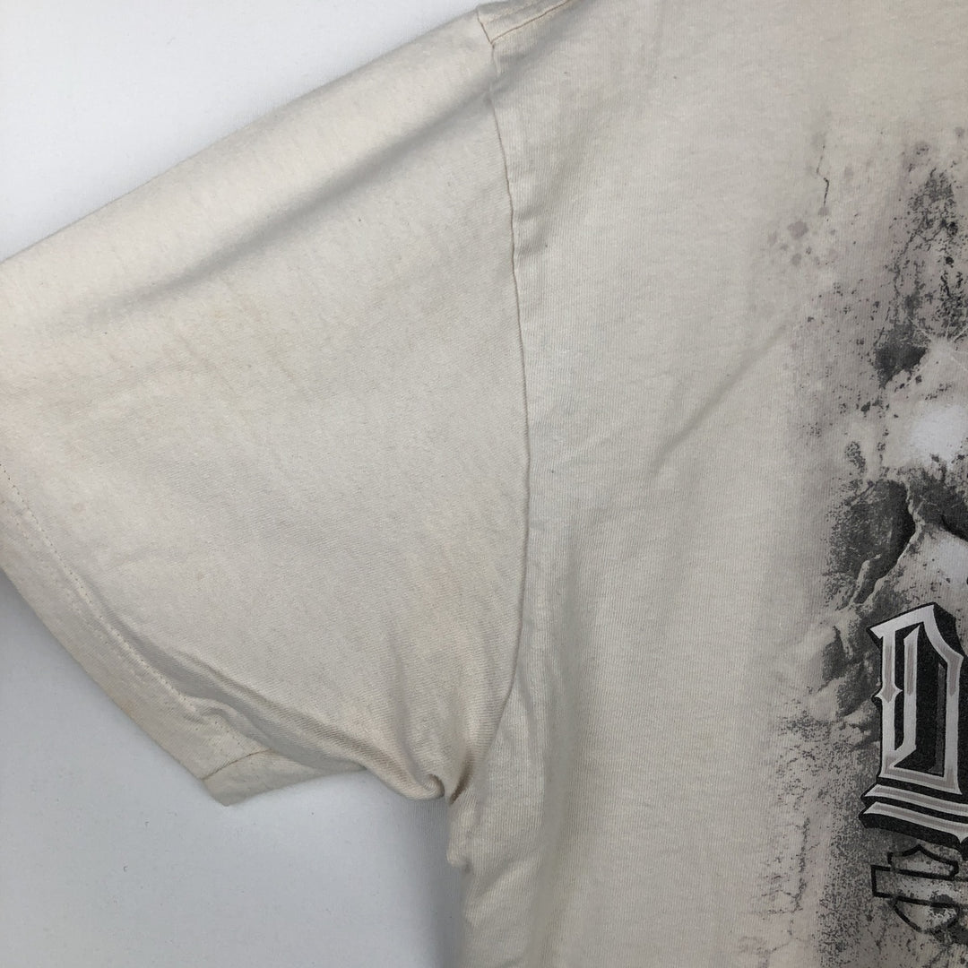 Harley-Davidson Skull Pattern Motorcycle Bike T-shirt Made in USA Men's XL cotton ivory Vintage Second Hand