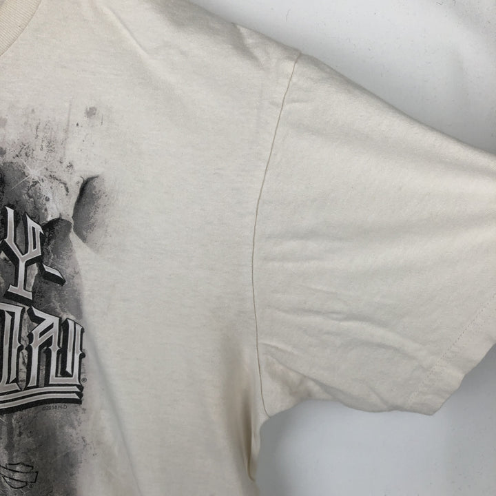 Harley-Davidson Skull Pattern Motorcycle Bike T-shirt Made in USA Men's XL cotton ivory Vintage Second Hand