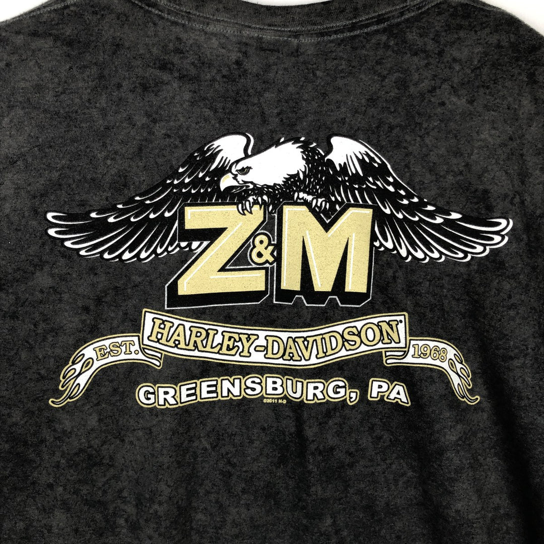 Harley-Davidson Eagle Pattern Motorcycle Bike T-shirt Men's XXL cotton Charcoal Vintage Second Hand