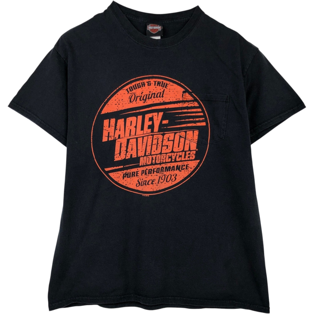 Harley-Davidson Motorcycle Bike T-shirt, Men's Size L cotton black type Vintage Second Hand