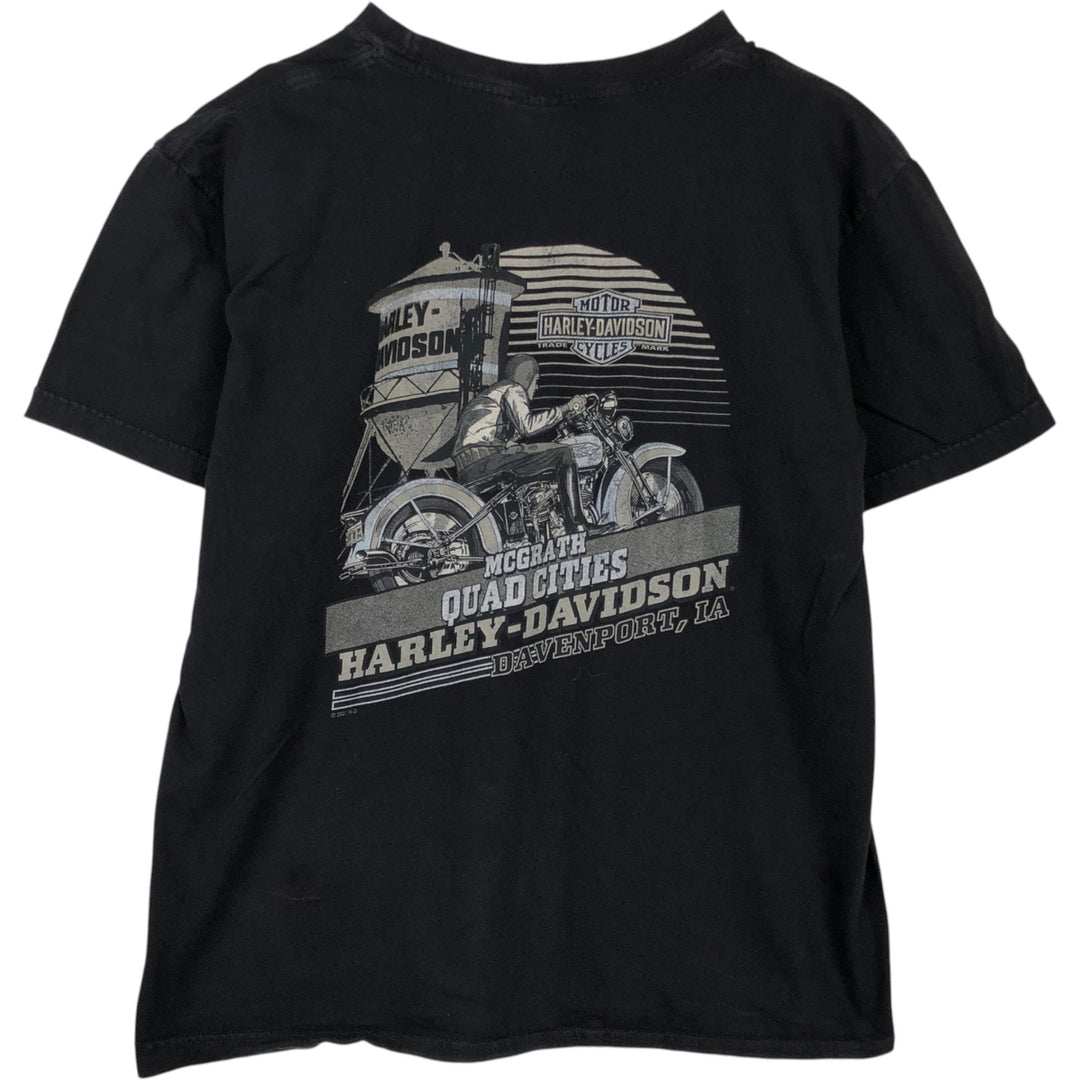Harley-Davidson Motorcycle Bike T-shirt Made in USA Men's L size cotton black type Vintage Second Hand