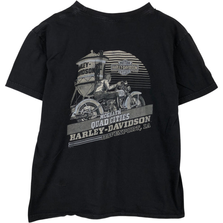 Harley-Davidson Motorcycle Bike T-shirt Made in USA Men's L size cotton black type Vintage Second Hand