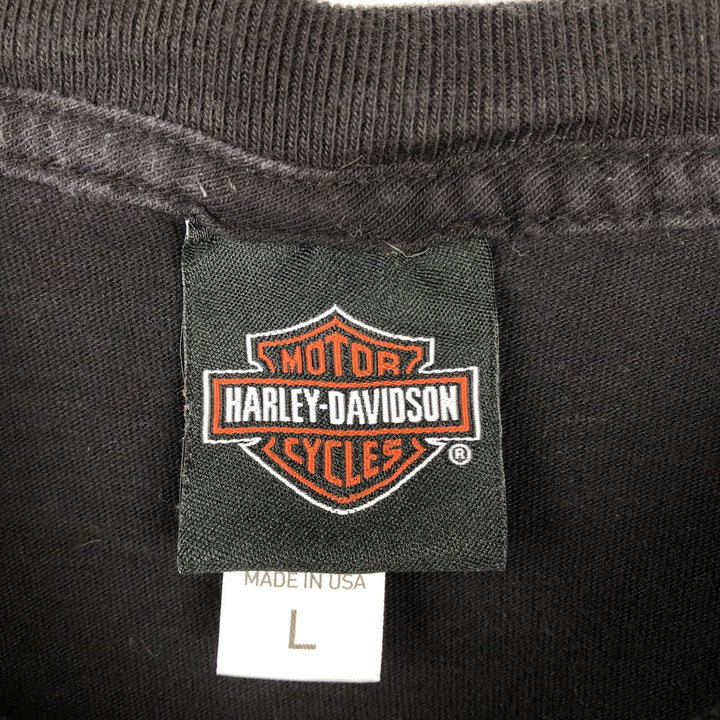 Harley-Davidson Motorcycle Bike T-shirt Made in USA Men's L size cotton black type Vintage Second Hand