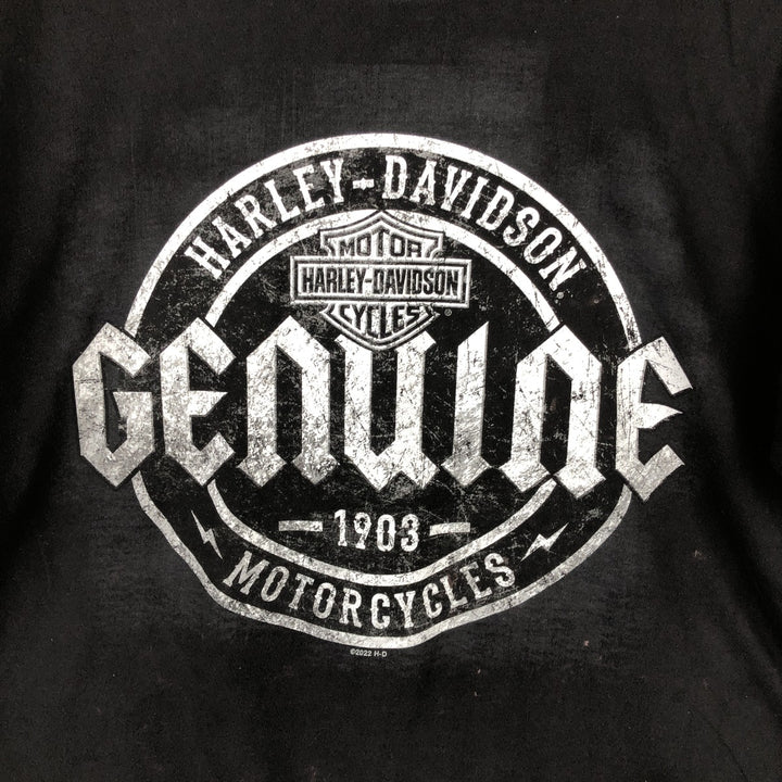Harley-Davidson Motorcycle Bike T-shirt Made in USA Men's L size cotton black type Vintage Second Hand