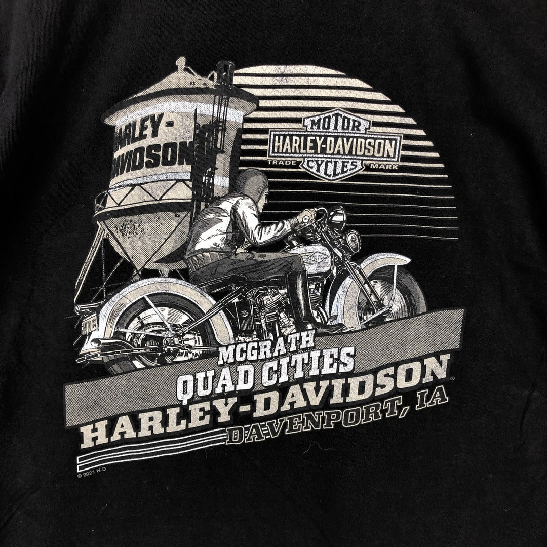 Harley-Davidson Motorcycle Bike T-shirt Made in USA Men's L size cotton black type Vintage Second Hand