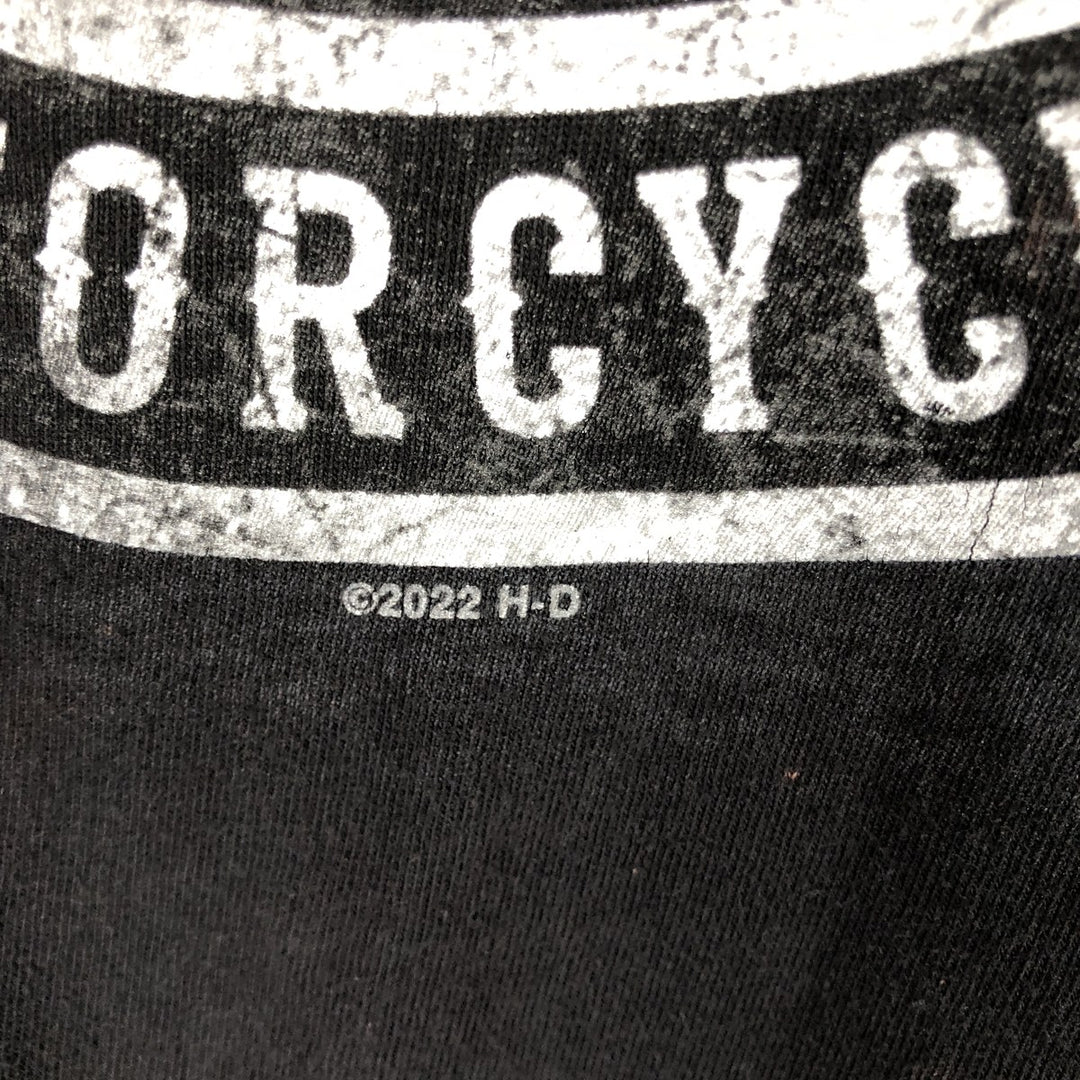 Harley-Davidson Motorcycle Bike T-shirt Made in USA Men's L size cotton black type Vintage Second Hand