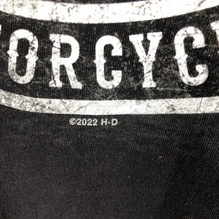 Harley-Davidson Motorcycle Bike T-shirt Made in USA Men's L size cotton black type Vintage Second Hand