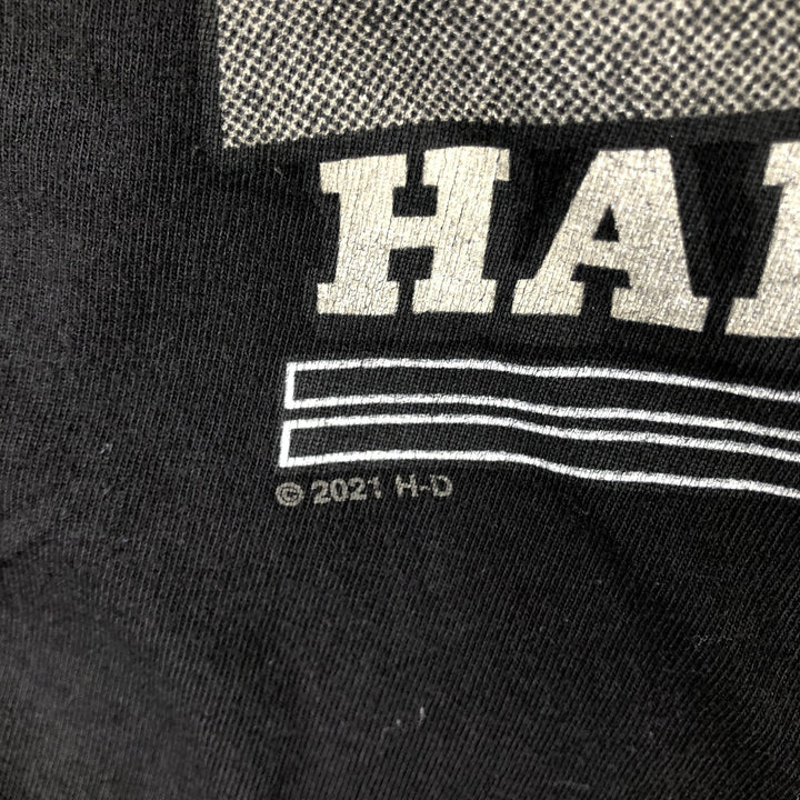 Harley-Davidson Motorcycle Bike T-shirt Made in USA Men's L size cotton black type Vintage Second Hand