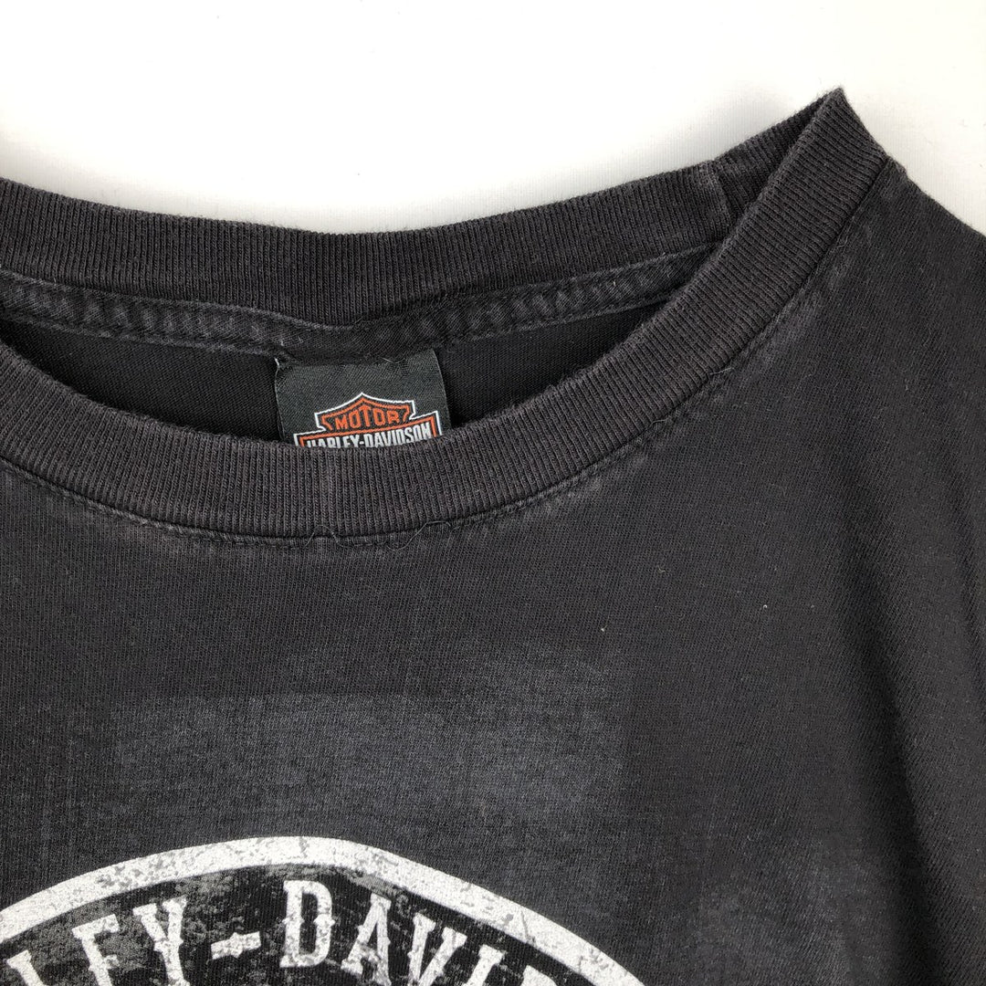 Harley-Davidson Motorcycle Bike T-shirt Made in USA Men's L size cotton black type Vintage Second Hand