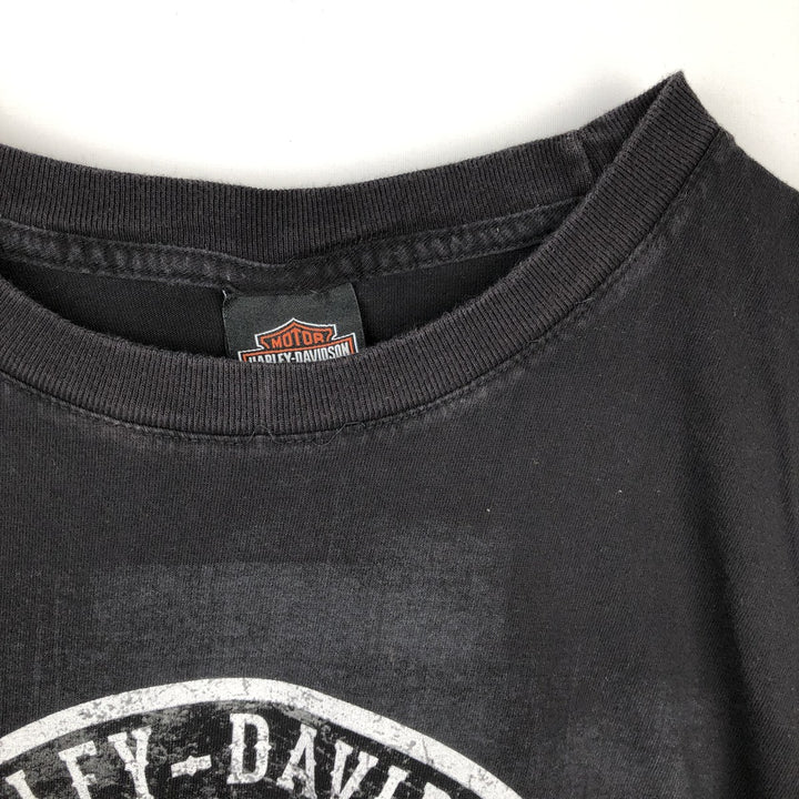 Harley-Davidson Motorcycle Bike T-shirt Made in USA Men's L size cotton black type Vintage Second Hand