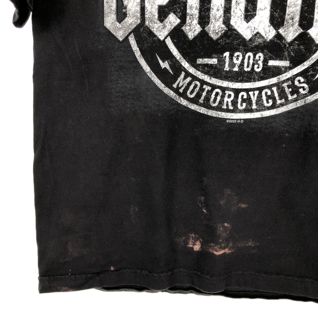 Harley-Davidson Motorcycle Bike T-shirt Made in USA Men's L size cotton black type Vintage Second Hand