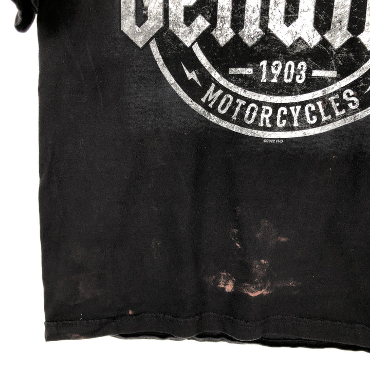 Harley-Davidson Motorcycle Bike T-shirt Made in USA Men's L size cotton black type Vintage Second Hand