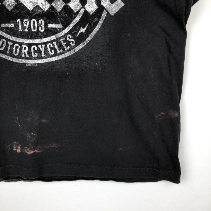 Harley-Davidson Motorcycle Bike T-shirt Made in USA Men's L size cotton black type Vintage Second Hand