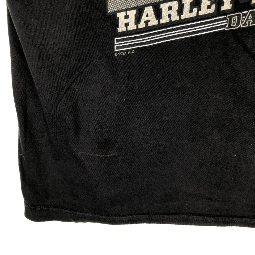 Harley-Davidson Motorcycle Bike T-shirt Made in USA Men's L size cotton black type Vintage Second Hand
