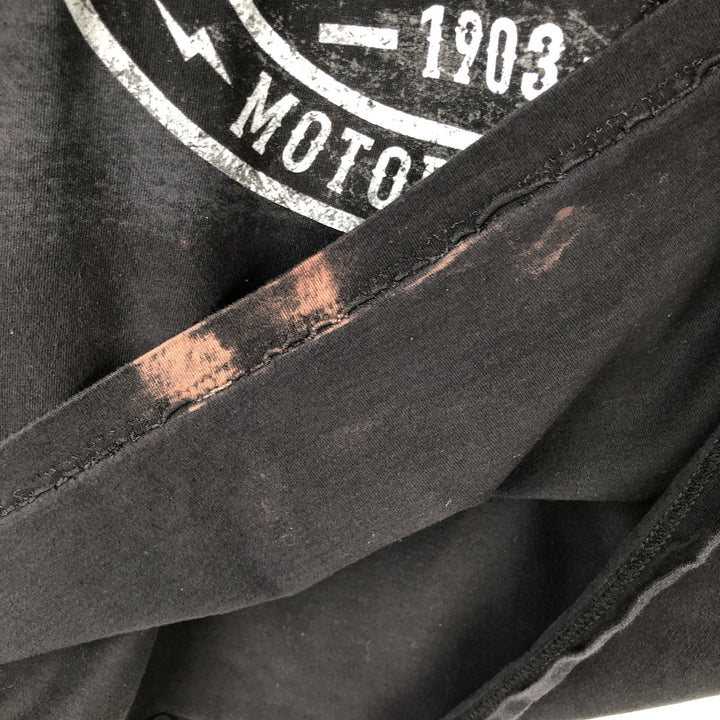 Harley-Davidson Motorcycle Bike T-shirt Made in USA Men's L size cotton black type Vintage Second Hand