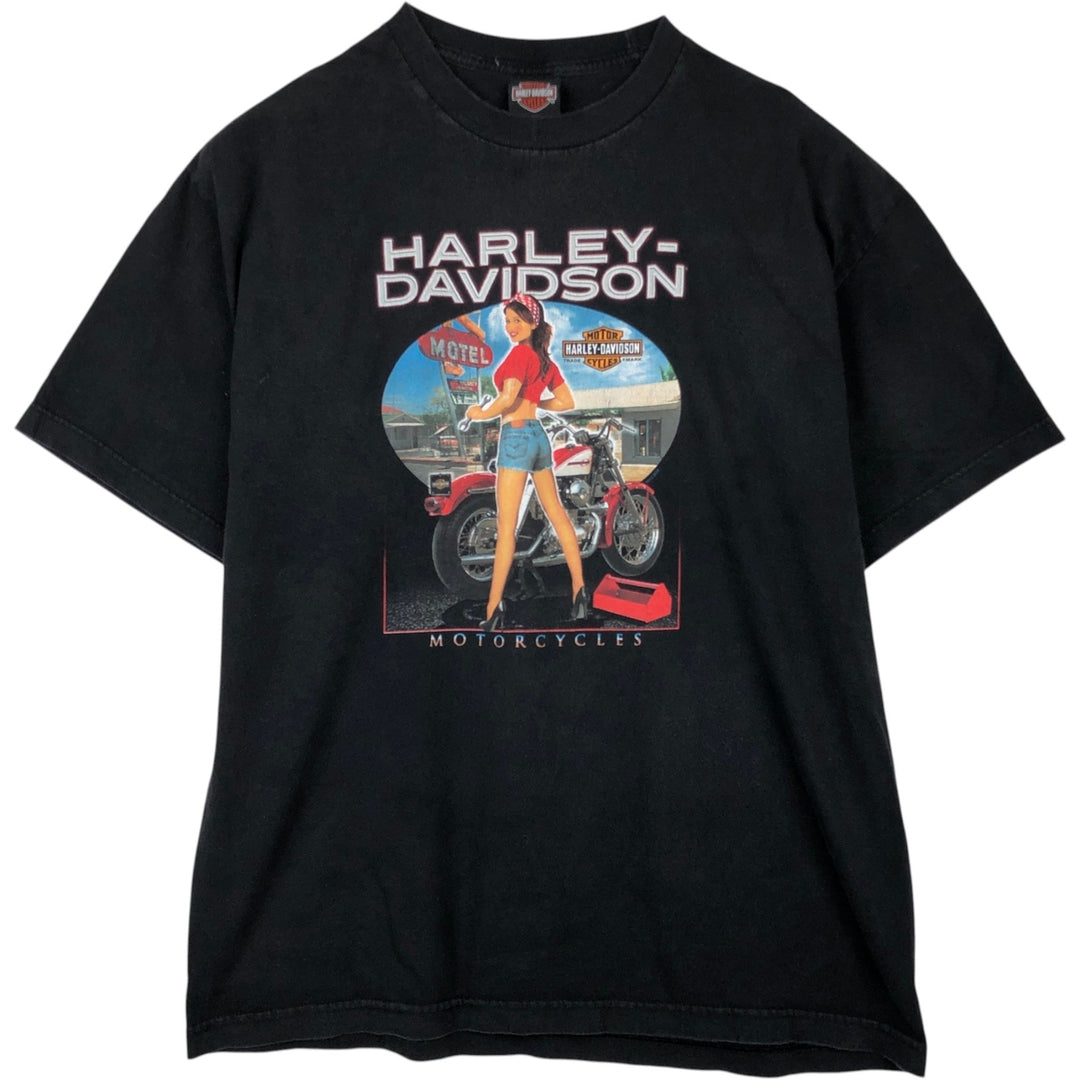 Harley-Davidson Pin-up Girl Motorcycle Bike T-shirt, Men's XL unclear black type Vintage Second Hand