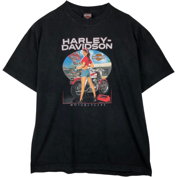 Harley-Davidson Pin-up Girl Motorcycle Bike T-shirt, Men's XL unclear black type Vintage Second Hand