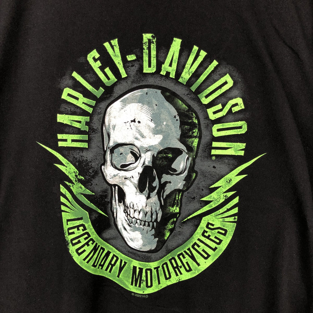 Harley-Davidson Skull Pattern Motorcycle Bike T-shirt Men's XL cotton black type Vintage Second Hand
