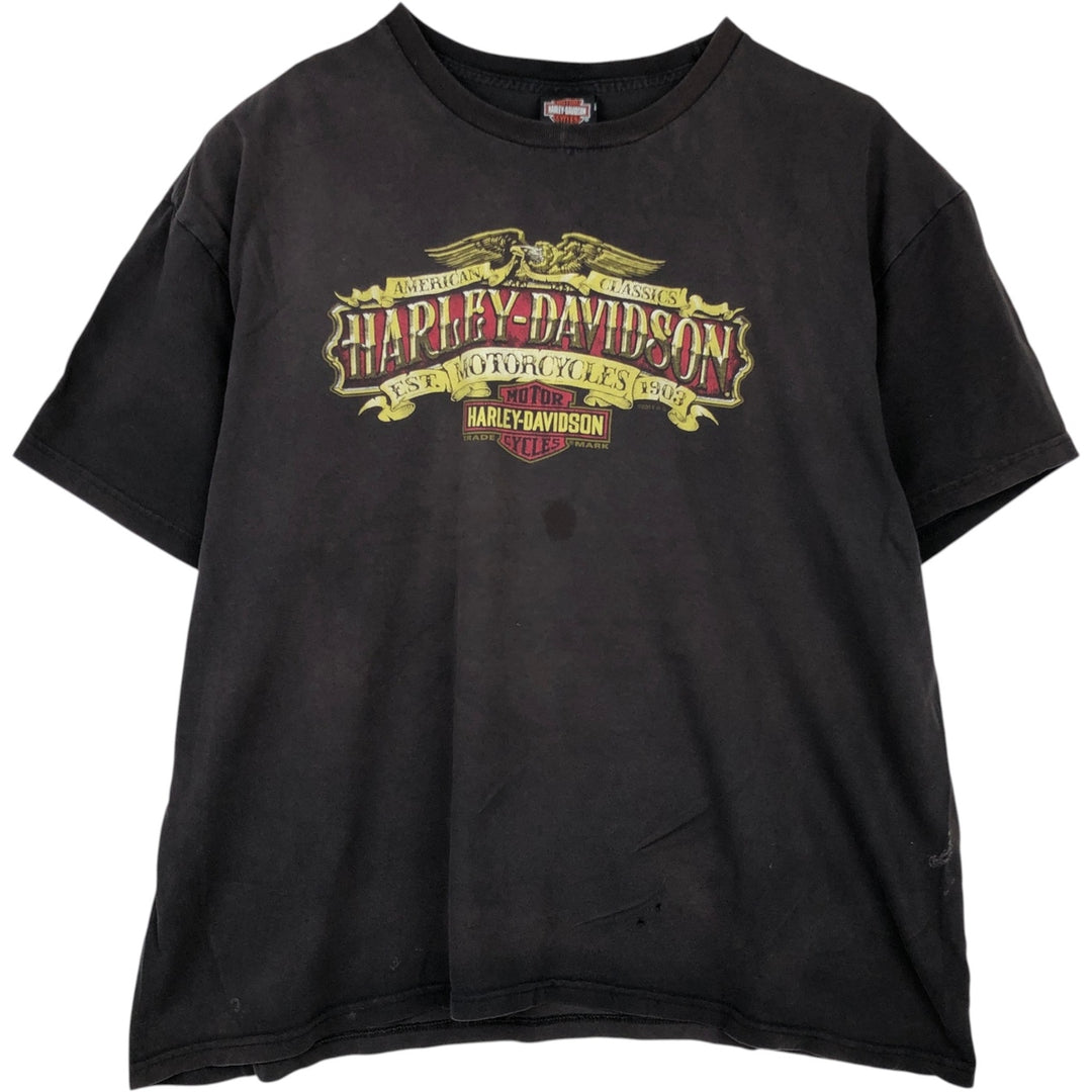 Harley-Davidson Eagle Pattern Motorcycle Bike T-shirt Men's XXL unclear black type Vintage Second Hand