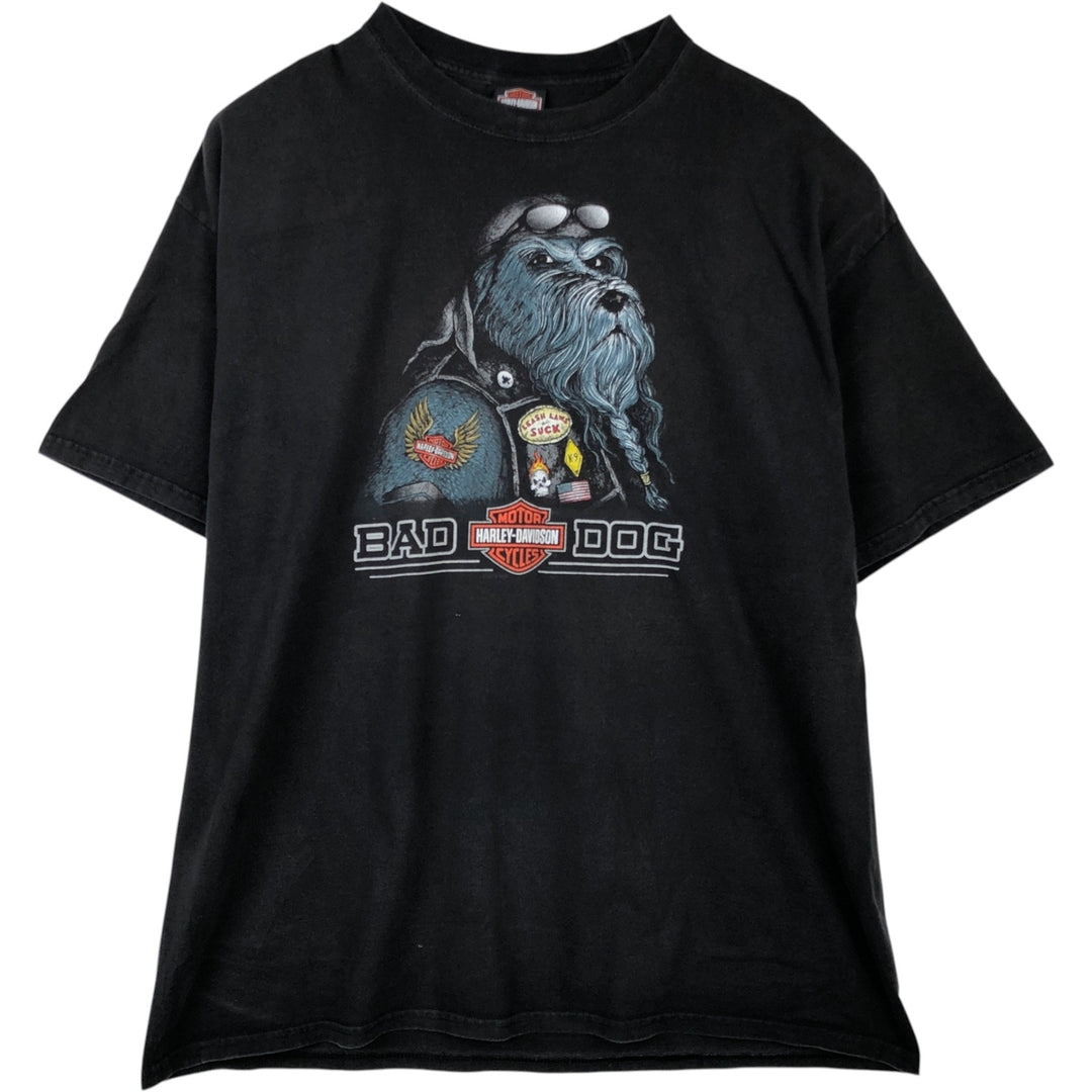 Harley-Davidson Dog Pattern Motorcycle Bike T-Shirt Men's XXL cotton black type Vintage Second Hand