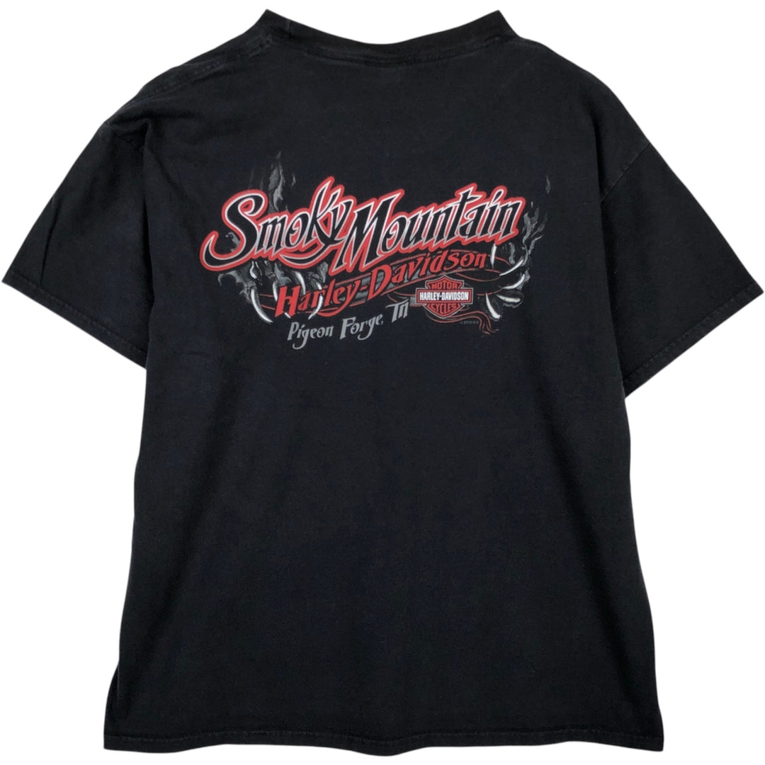 Harley-Davidson Bear Pattern Motorcycle T-Shirt, Men's Size XL (approx.) cotton black type Vintage Second Hand