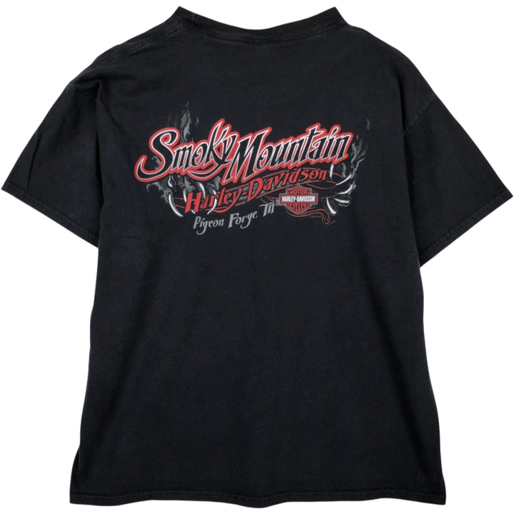Harley-Davidson Bear Pattern Motorcycle T-Shirt, Men's Size XL (approx.) cotton black type Vintage Second Hand