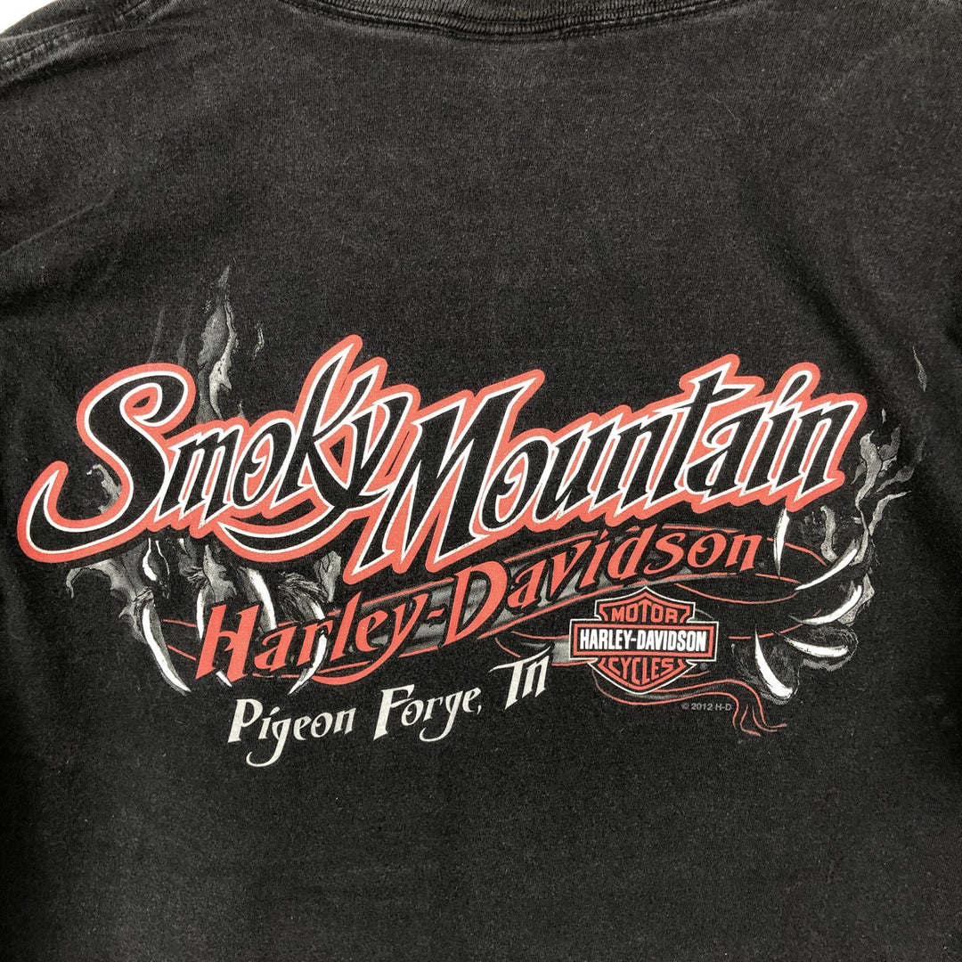 Harley-Davidson Bear Pattern Motorcycle T-Shirt, Men's Size XL (approx.) cotton black type Vintage Second Hand