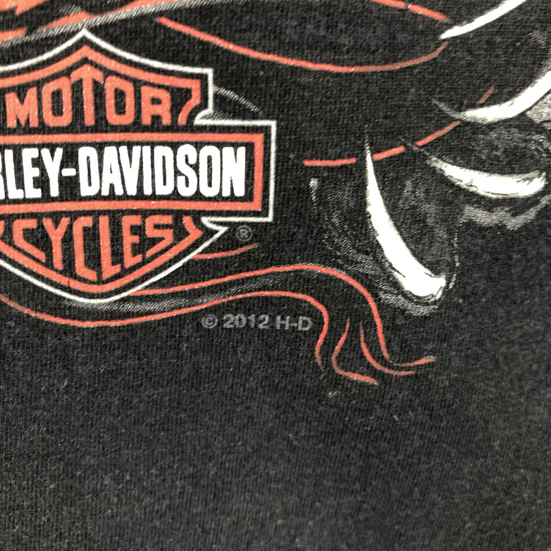 Harley-Davidson Bear Pattern Motorcycle T-Shirt, Men's Size XL (approx.) cotton black type Vintage Second Hand