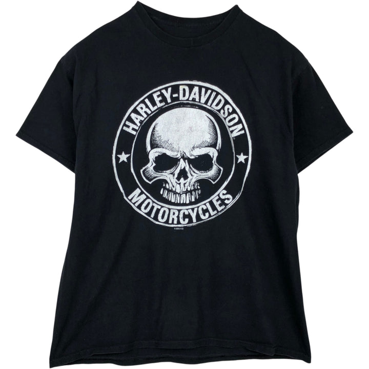 Harley-Davidson Skull Pattern Motorcycle Bike T-shirt Men's L size unclear black type Vintage Second Hand