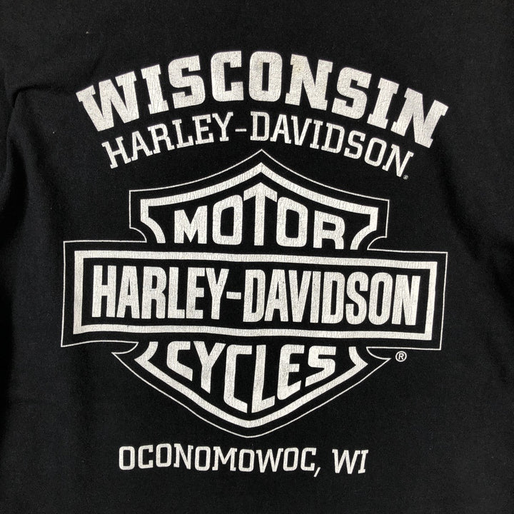 Harley-Davidson Skull Pattern Motorcycle Bike T-shirt Men's L size unclear black type Vintage Second Hand