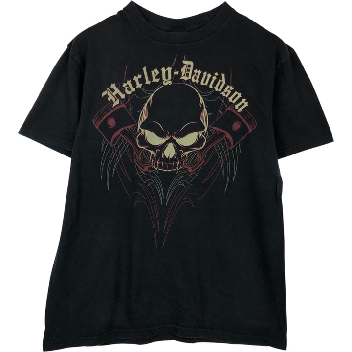 Harley-Davidson Skull Pattern Motorcycle Bike T-shirt Men's L size cotton black type Vintage Second Hand