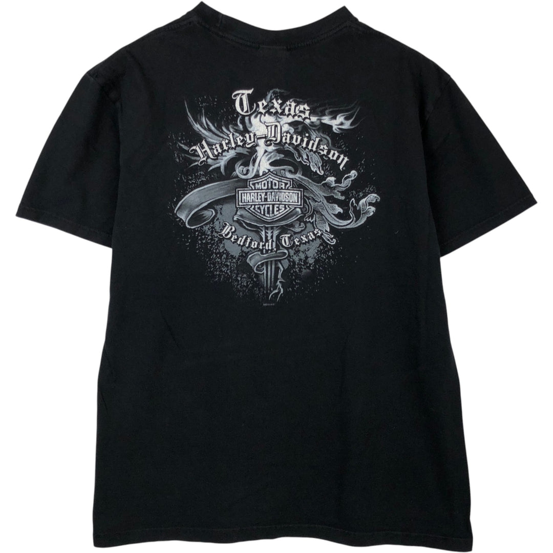 Harley-Davidson Skull Pattern Motorcycle Bike T-shirt Men's L size cotton black type Vintage Second Hand