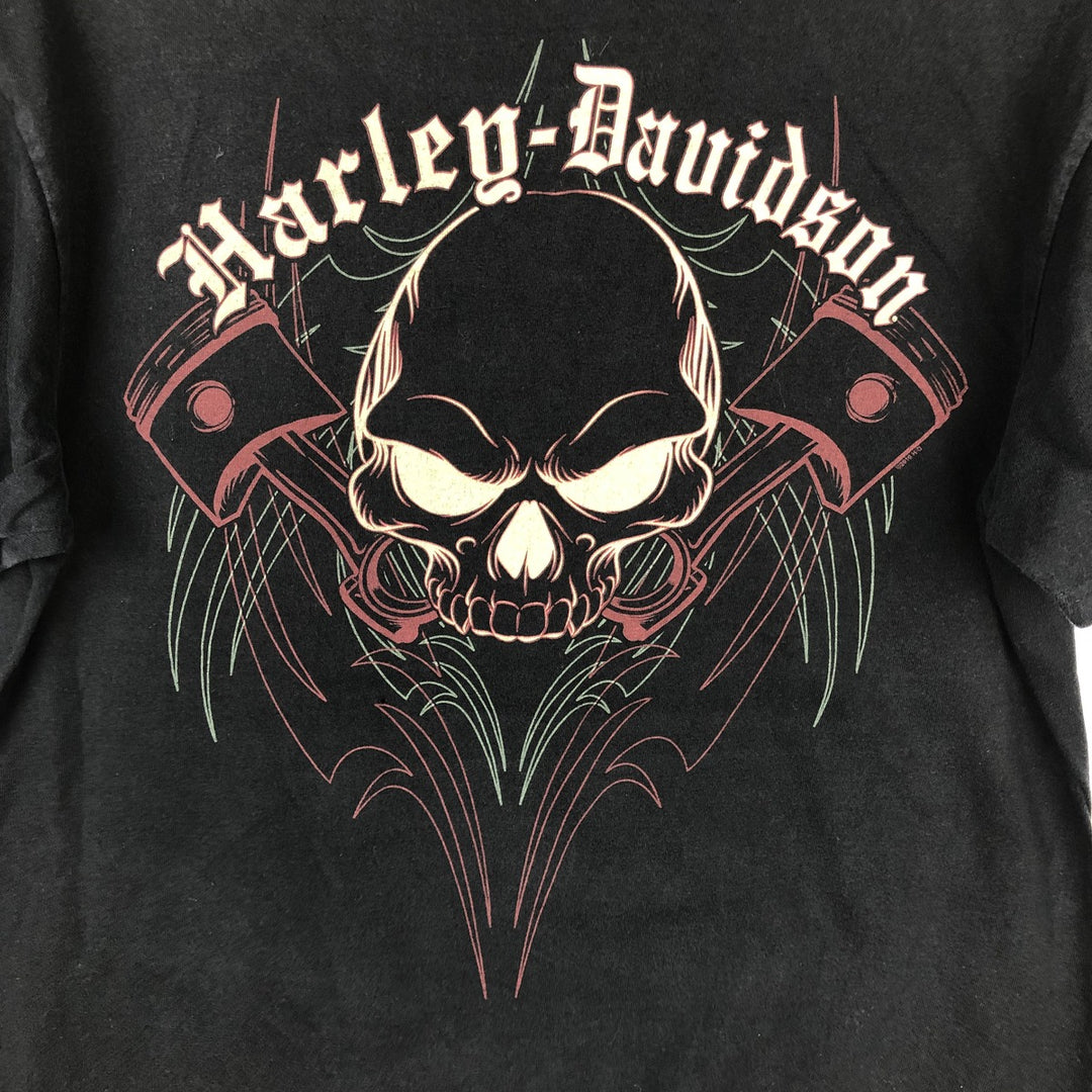 Harley-Davidson Skull Pattern Motorcycle Bike T-shirt Men's L size cotton black type Vintage Second Hand