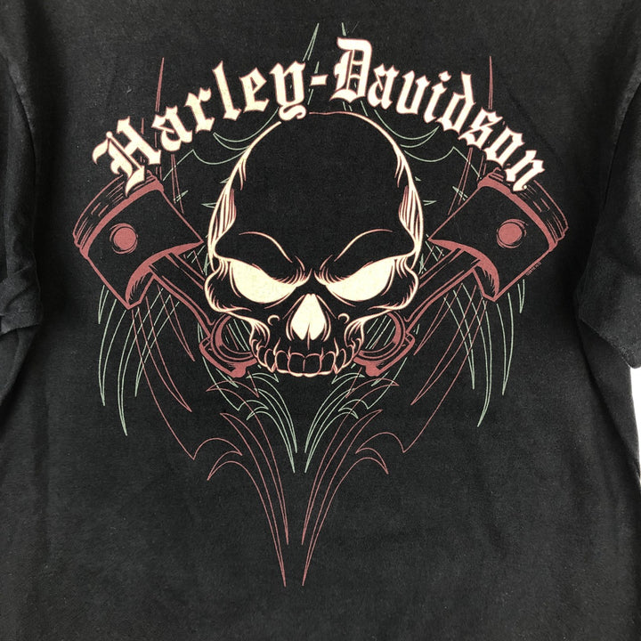 Harley-Davidson Skull Pattern Motorcycle Bike T-shirt Men's L size cotton black type Vintage Second Hand