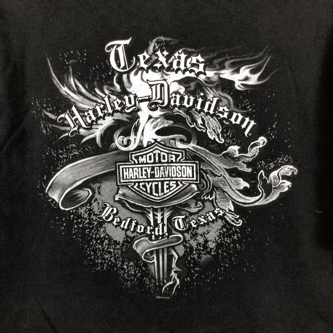 Harley-Davidson Skull Pattern Motorcycle Bike T-shirt Men's L size cotton black type Vintage Second Hand