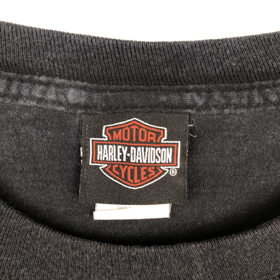 Harley-Davidson Skull Pattern Skull Wing Motorcycle Bike T-shirt Men's L size cotton black type Vintage Second Hand