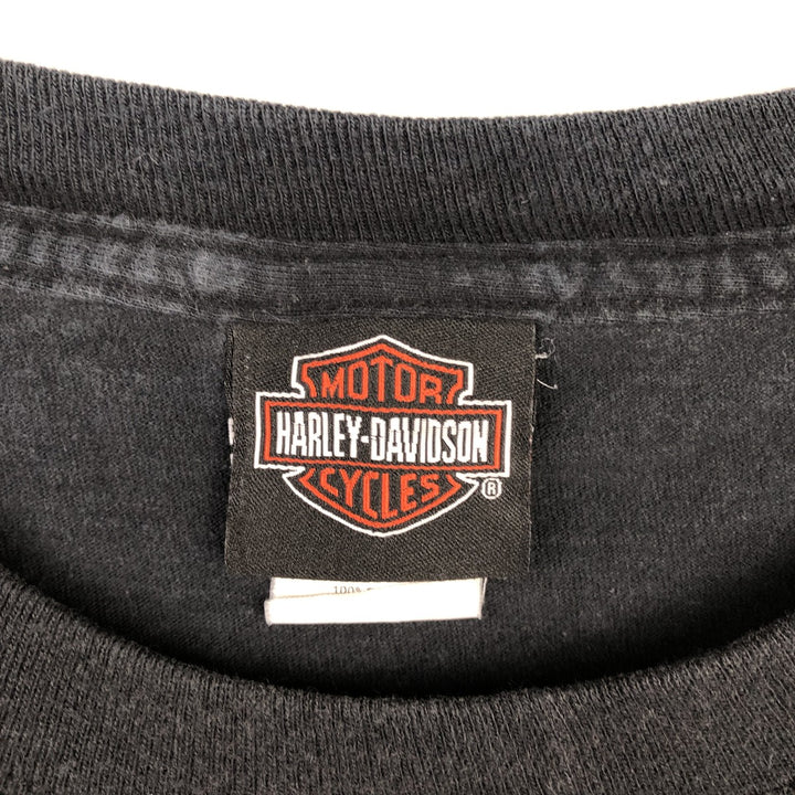 Harley-Davidson Skull Pattern Skull Wing Motorcycle Bike T-shirt Men's L size cotton black type Vintage Second Hand