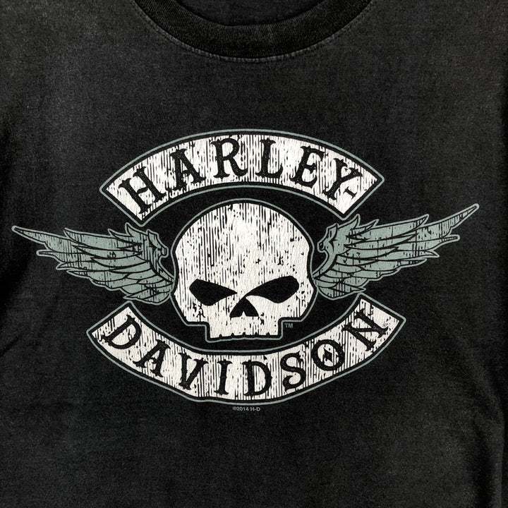 Harley-Davidson Skull Pattern Skull Wing Motorcycle Bike T-shirt Men's L size cotton black type Vintage Second Hand