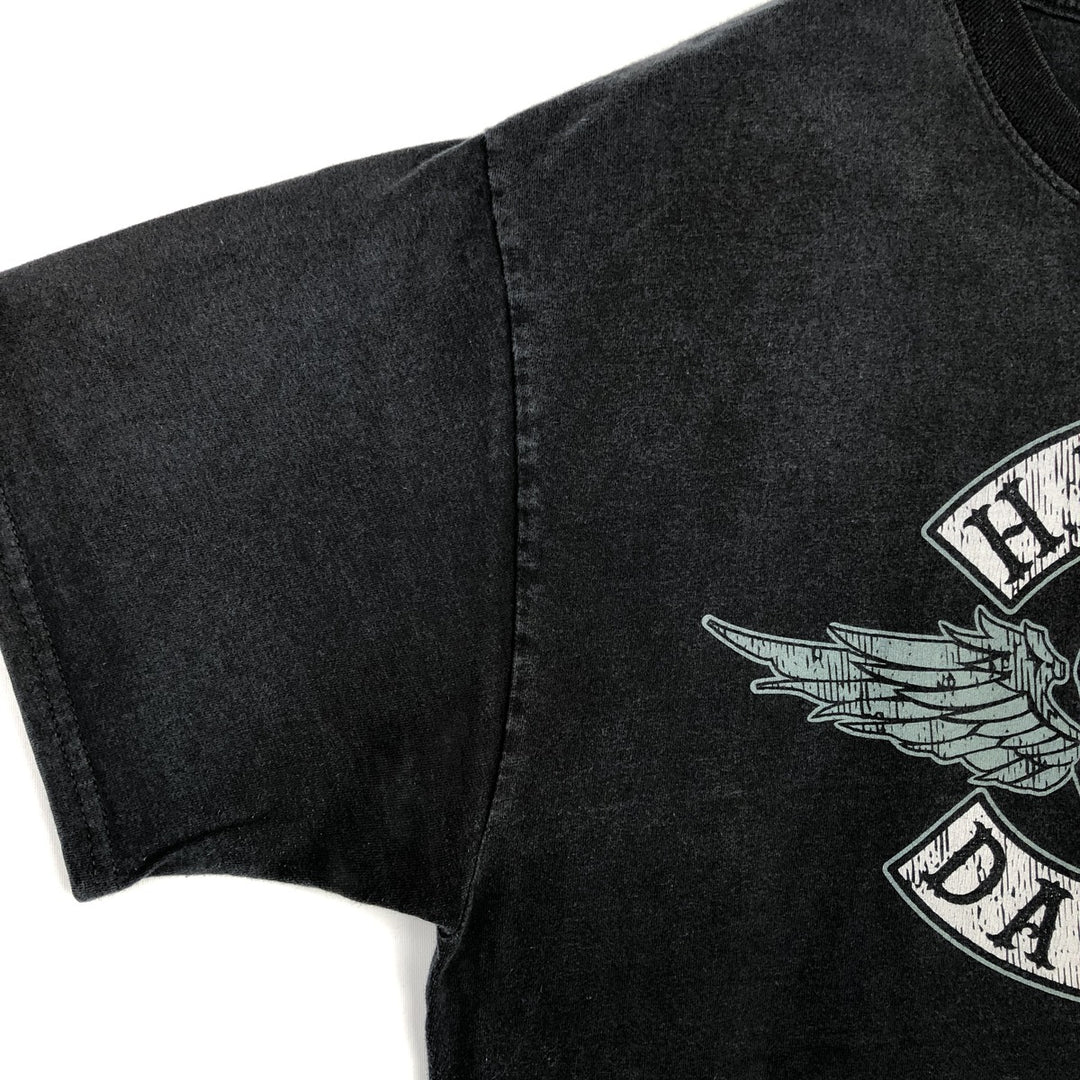 Harley-Davidson Skull Pattern Skull Wing Motorcycle Bike T-shirt Men's L size cotton black type Vintage Second Hand