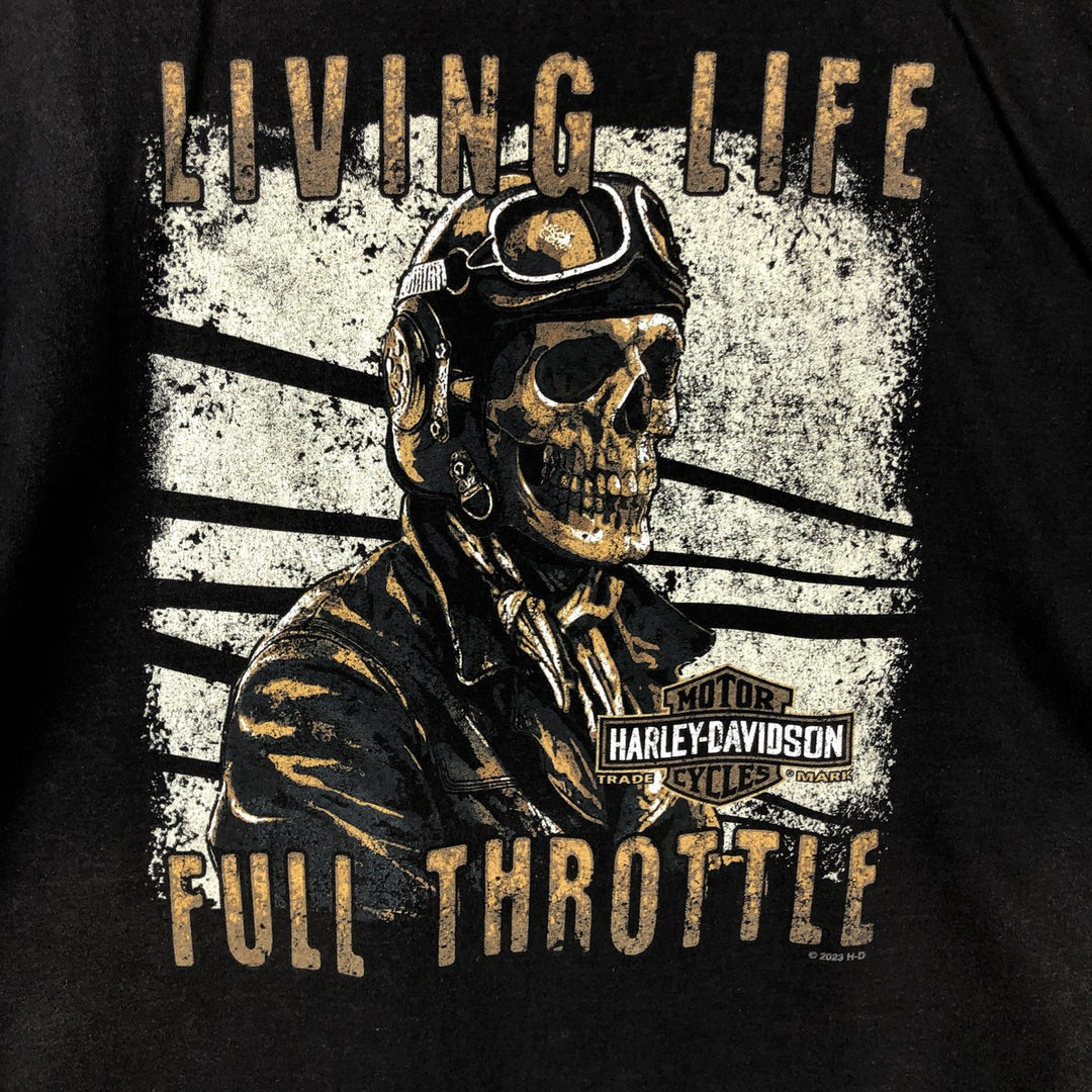 Harley-Davidson Skull Pattern Motorcycle Bike T-shirt Men's XL cotton black type Vintage Second Hand