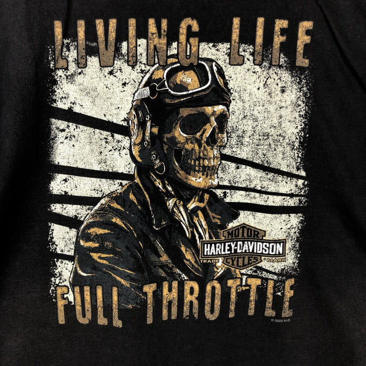 Harley-Davidson Skull Pattern Motorcycle Bike T-shirt Men's XL cotton black type Vintage Second Hand
