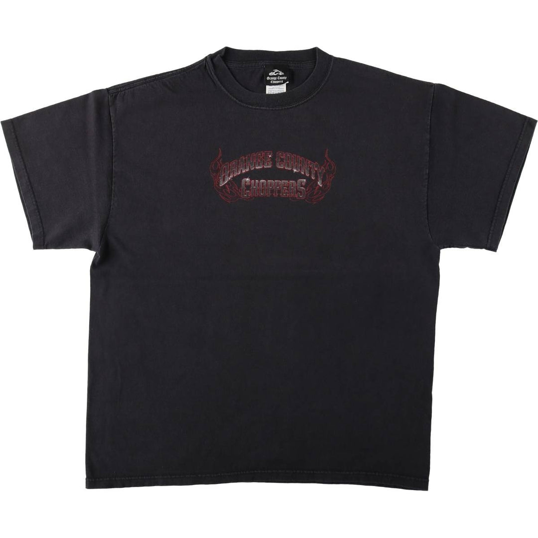 Orange County Choppers Fire Pattern Motorcycle Bike T-Shirt, Men's Size L (approx.) cotton black type Vintage Second Hand