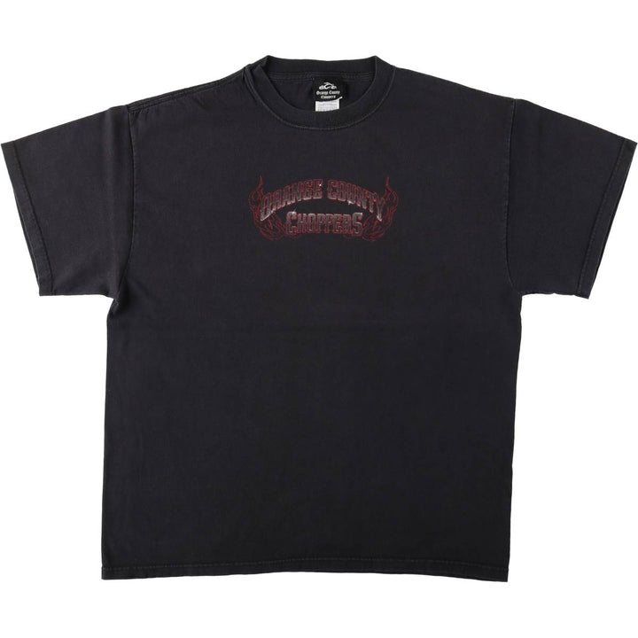 Orange County Choppers Fire Pattern Motorcycle Bike T-Shirt, Men's Size L (approx.) cotton black type Vintage Second Hand