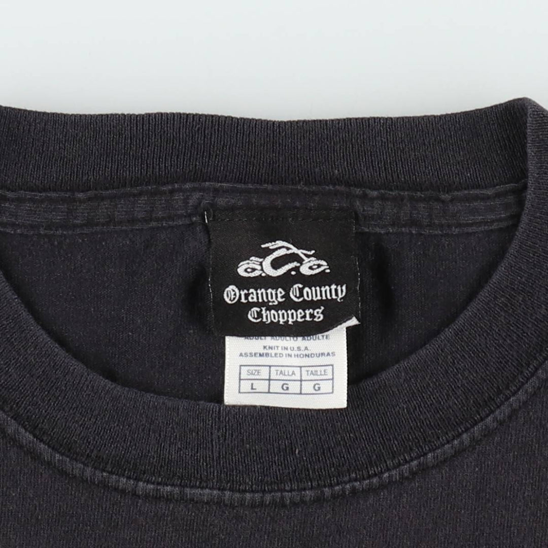 Orange County Choppers Fire Pattern Motorcycle Bike T-Shirt, Men's Size L (approx.) cotton black type Vintage Second Hand