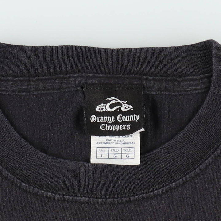 Orange County Choppers Fire Pattern Motorcycle Bike T-Shirt, Men's Size L (approx.) cotton black type Vintage Second Hand